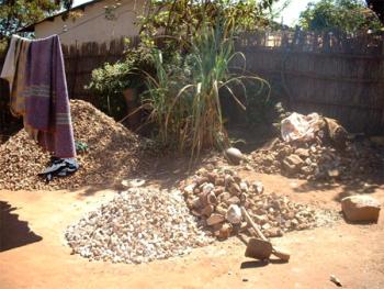 yard, rock crushing