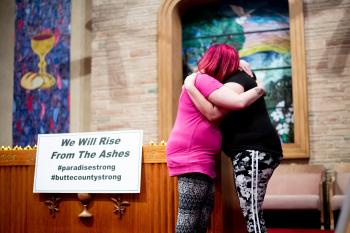 Two women hugging