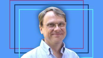 Speaker Stephen Buratowski on a blue geometric background