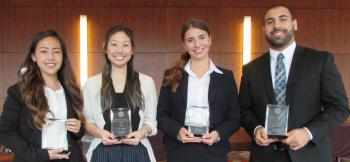 Kedzior, Totah, Kimura, and Cho holding their awards